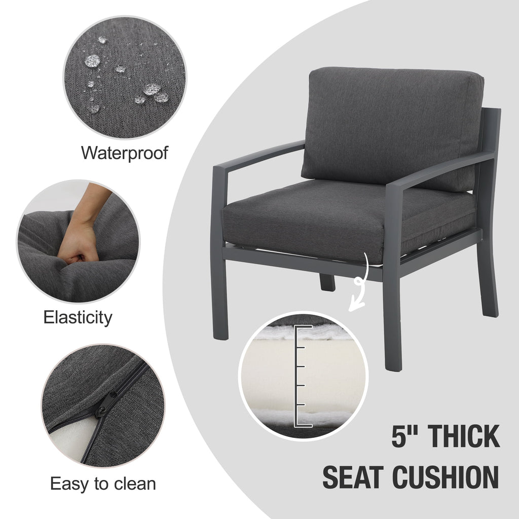 4 Piece Metal Patio Furniture Set with Cushions U18797