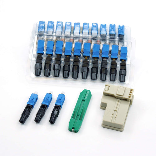 100pcs SC APC Fiber Optic Quick Connector with Matched Tools, Single Mode SM 9/125 Mechanical Fast Connectors V418568