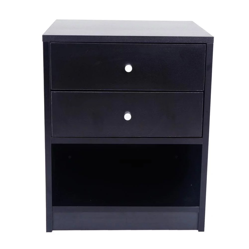 2 Drawer Black Wooden Nightstand I878