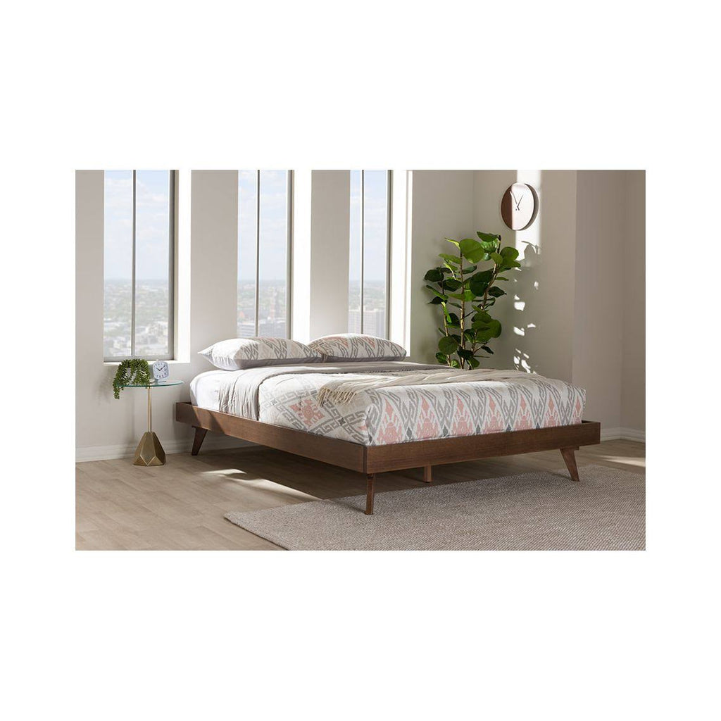 Solid Wood Bed Frame Full / Walnut Brown S27659