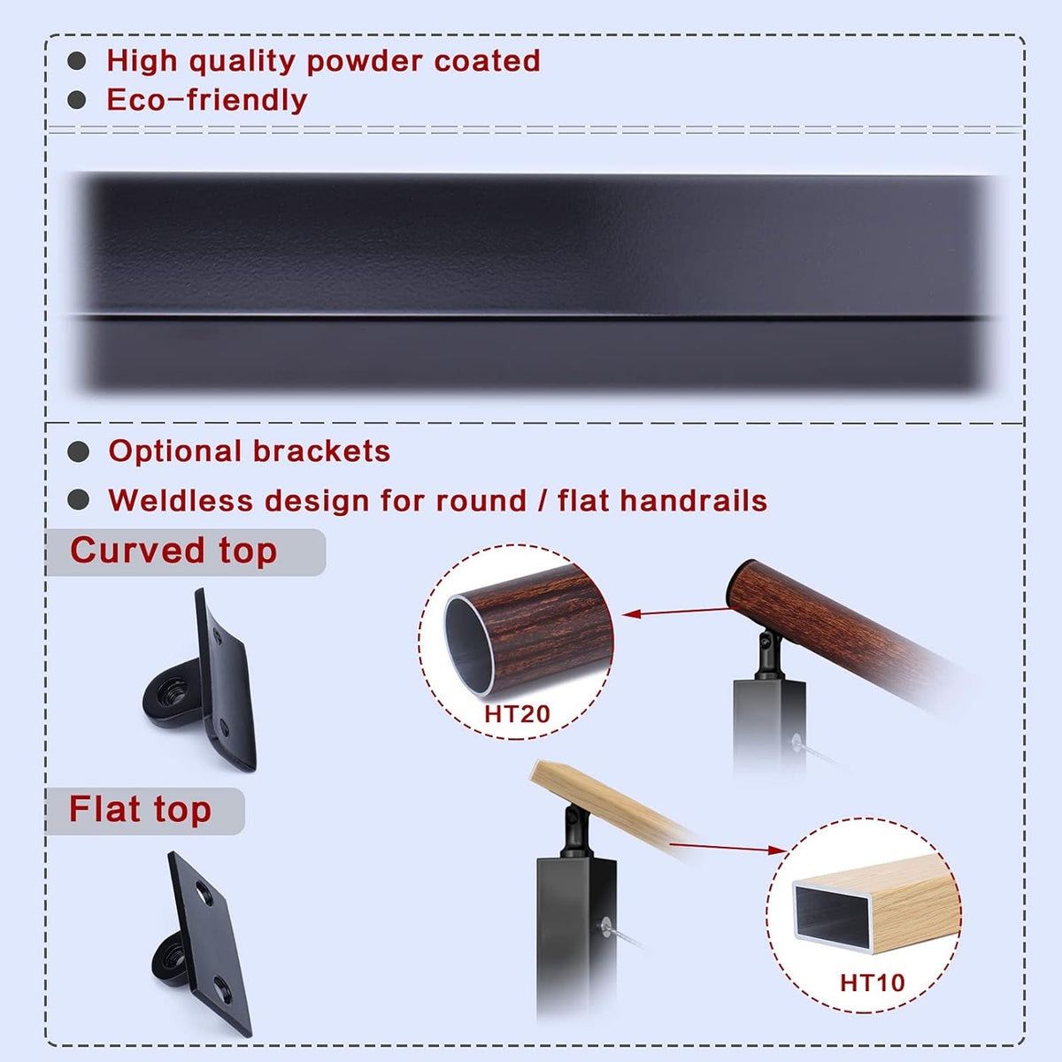Black Stainless Steel Surface Mount Cable Railing Post 36"x2"x2" 2Pack H305472