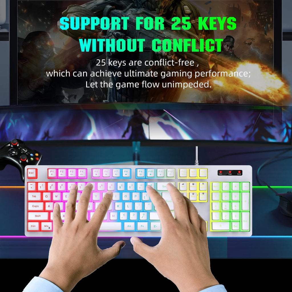RGB Backlit Mechanical Gaming Keyboard with ABS Pudding Keycaps S14376