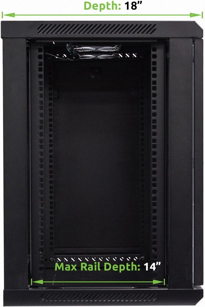 12U Wallmount Cabinet Enclosure 19-Inch Server Network Rack with Locking Glass Door Black with Shelves U641211