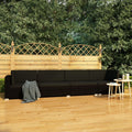 Black Poly Rattan Patio Sofa Set with Cushions I70026