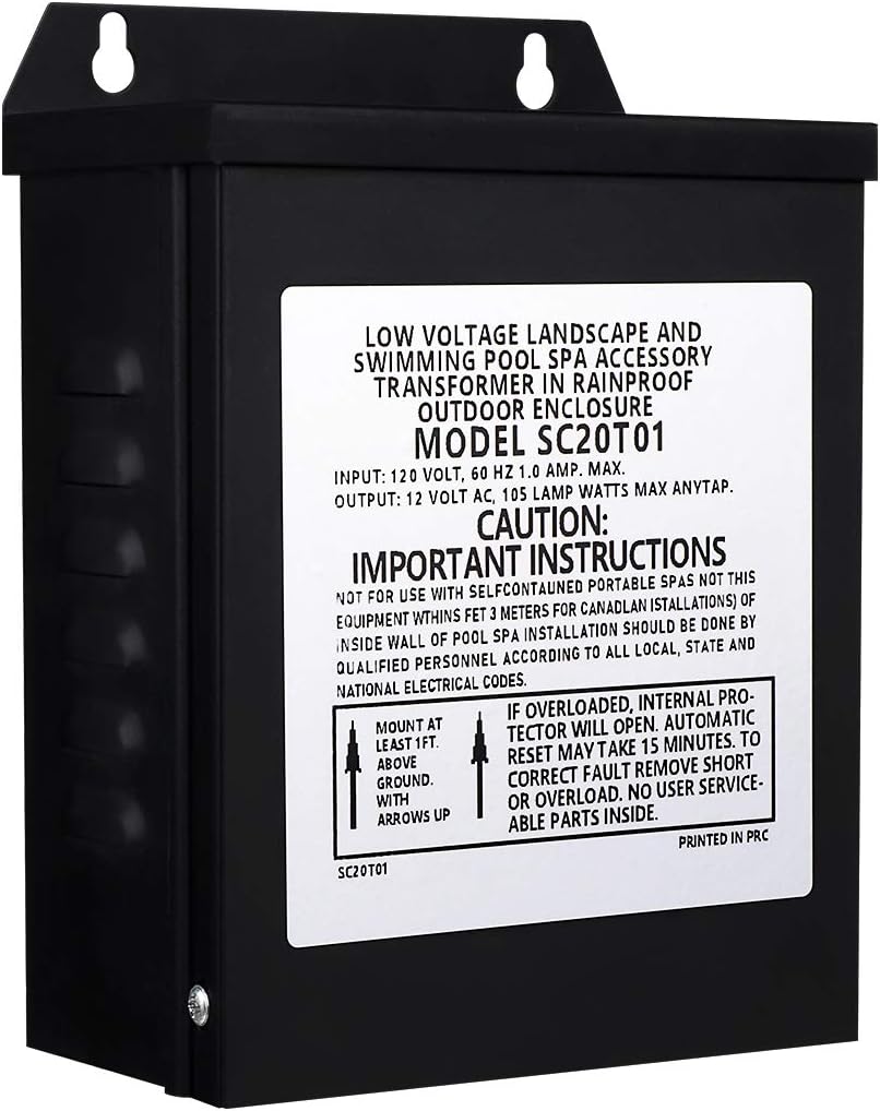 105W Pool Light Transformer 120 to 12v AC Low-Voltage Safety Transformer Pack of 2 F48511