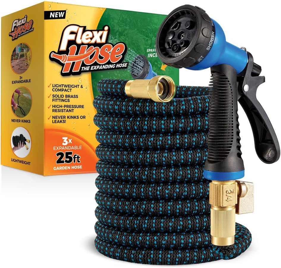 100 ft Black Expandable Garden Hose with Brass Fittings, Pack of 2 J87133