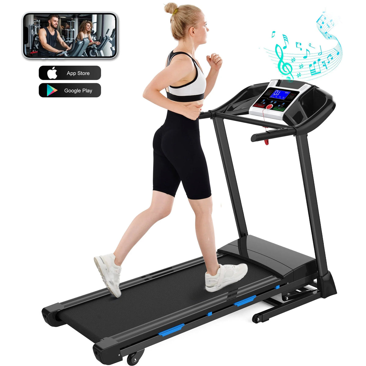 3.25HP Folding Electric Treadmill 9mph 15-Level Auto Incline Black N24995