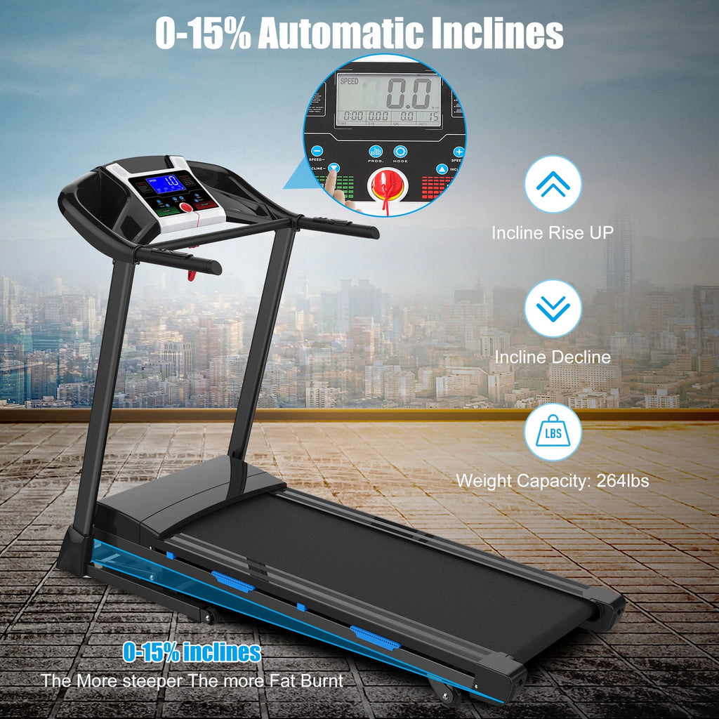 3.25HP Folding Electric Treadmill 9mph 15-Level Auto Incline Black N24995