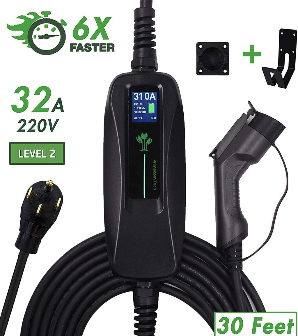 Level 2 Portable Electric Vehicle Charger, 16Amp, 30 Feet B697696