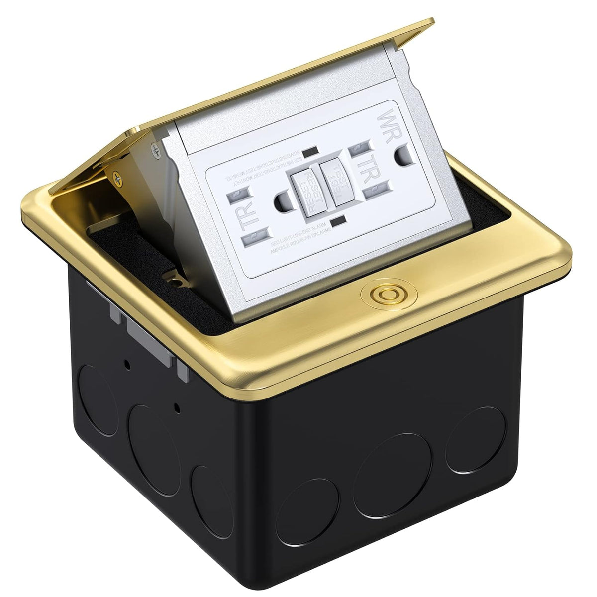 Black Pack of 2 Pop Up Floor Outlet Covers Box with 15 Amp Stainless Steel GFCI Tamper Resistant Receptacle Outlet P4684