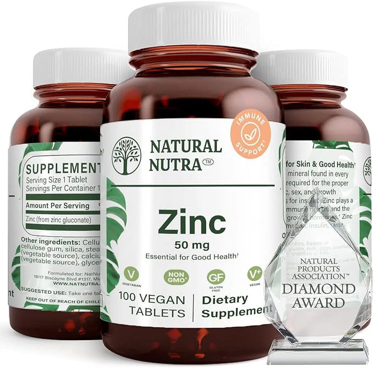 Zinc Gluconate 50mg Gluten Free Vegan Tablets V45174