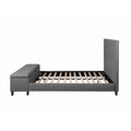 Gray Button Tufted Bed with Attached Storage Bench P52388