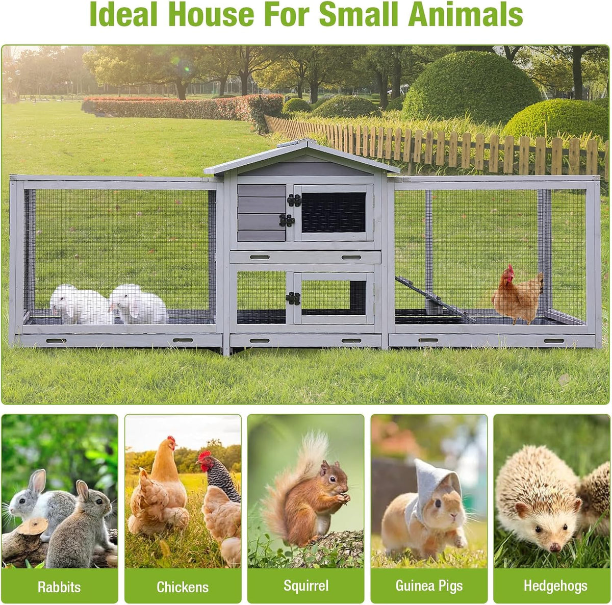 93.7" Rabbit Hutch with 8 Wheels and 4 Pull Out Trays Q799985