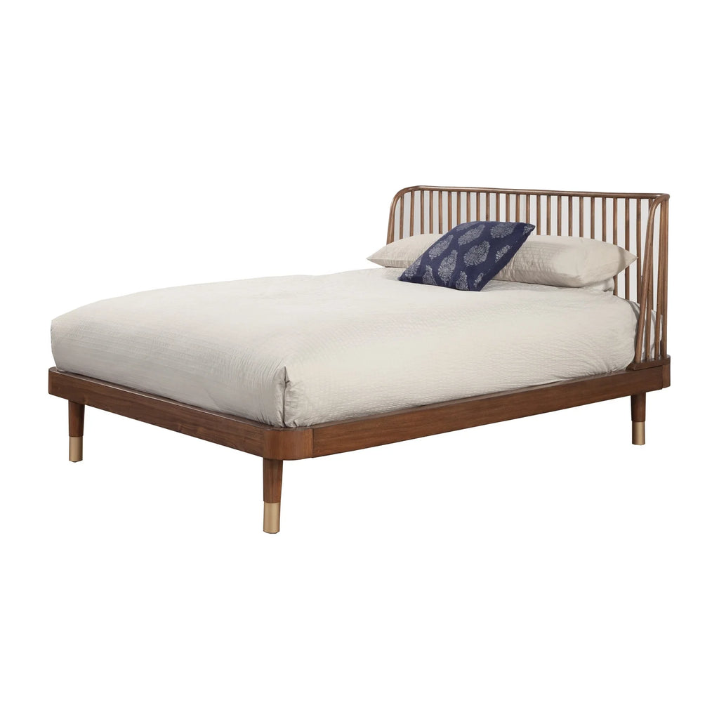King Wood Platform Bed Dark Walnut M8884
