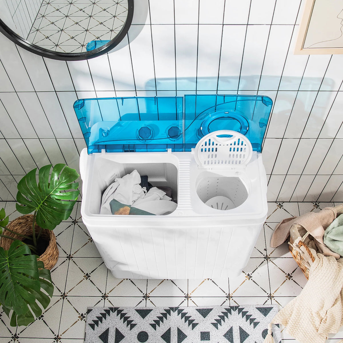 26lbs Portable Semi-automatic Twin Tub Washing Machine H678