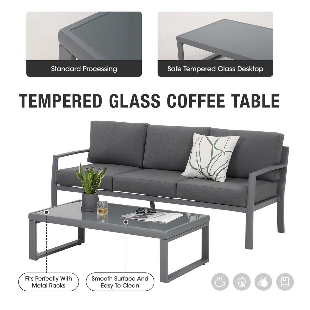 4 Piece Metal Patio Furniture Set with Cushions U18797