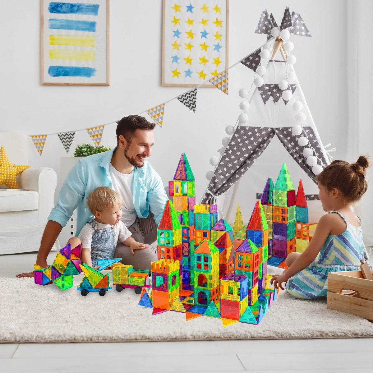120 Pcs 3D Color Magnet Building Tiles Set M24184