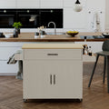 White Rolling Kitchen Island with Storage Cabinet Z2301