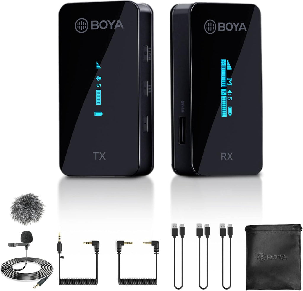 2.4GHz Wireless Dual Channel Cordless Lavalier Microphone System for Phone Camera G4847