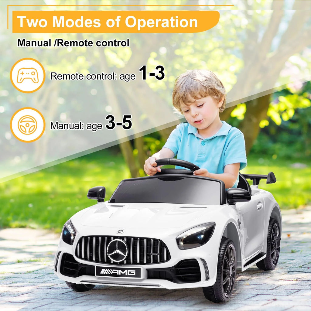 12V Electric Ride on Car Toy with Remote Control, LED Lights, Black G422