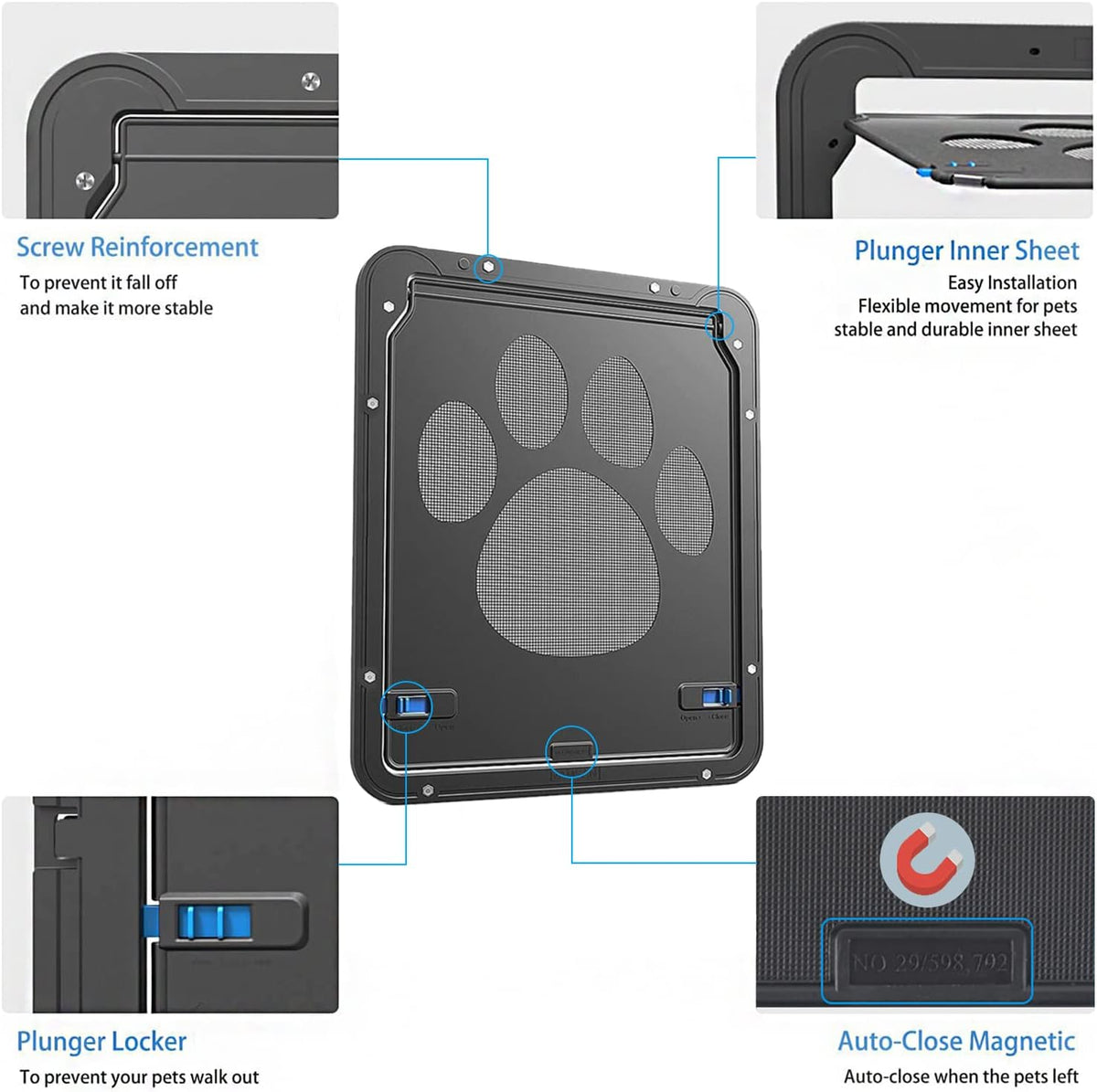 Lockable Magnetic Flap Pet Screen Door, Pack of 2 U3504