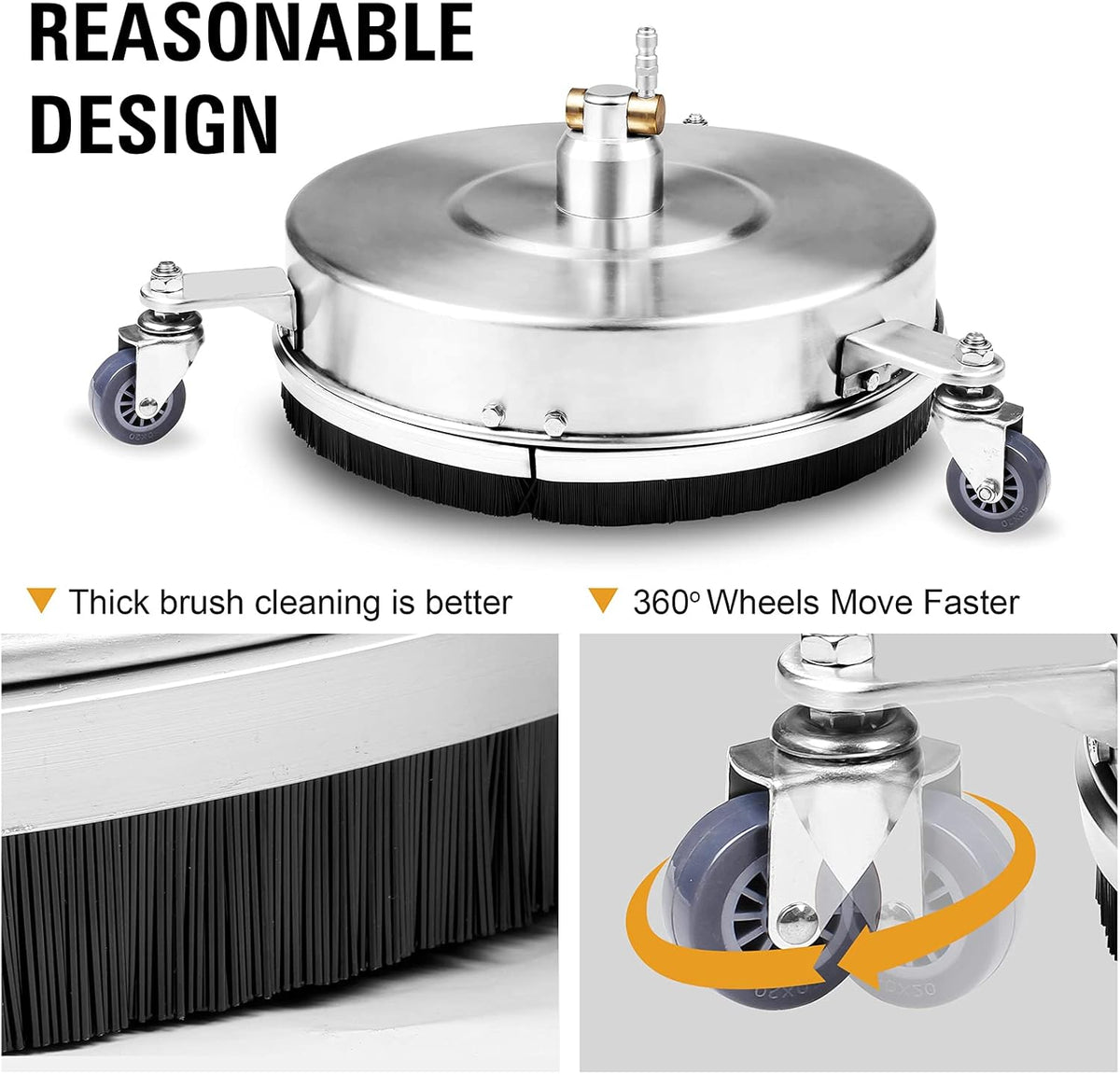 14'' Pressure Washer Surface Cleaner with Castors Power Washer Accessory Floor Attachment Q585