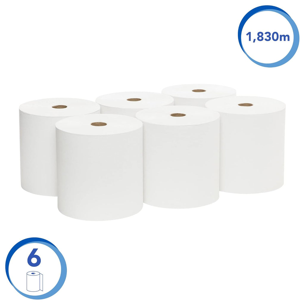 White Hard Roll Paper Towels, 6 Rolls Z184