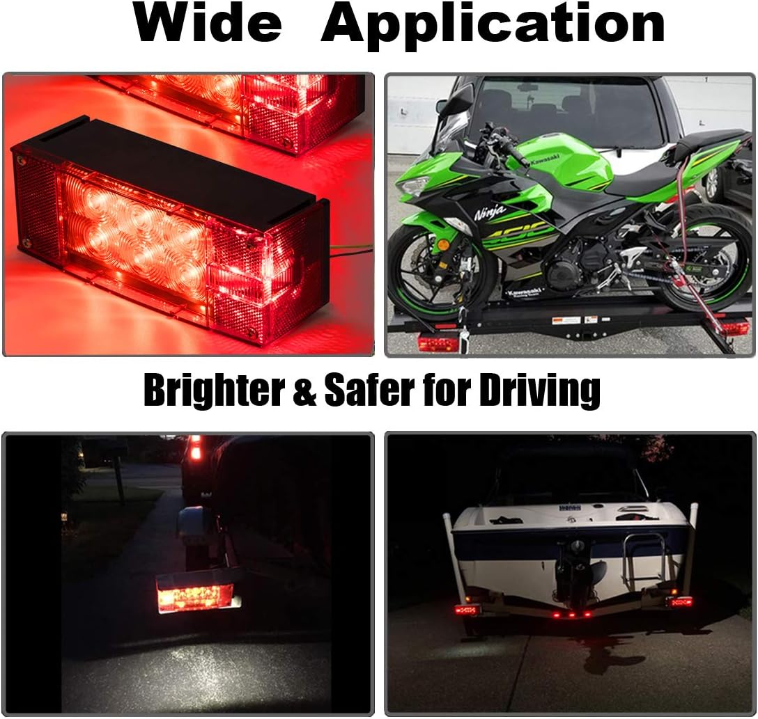 2PCS 12V LED Submersible Rectangular Trailer Lights T534