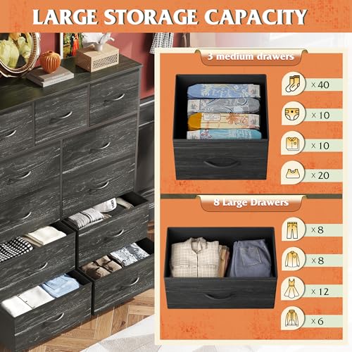 Tall Fabric Dresser with 11 Drawers T727