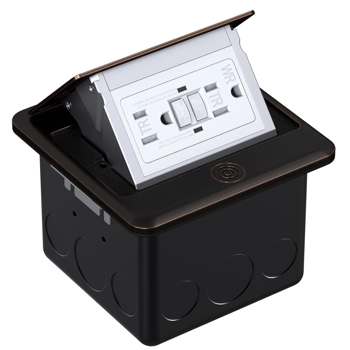 Black Pack of 2 Pop Up Floor Outlet Covers Box with 15 Amp Stainless Steel GFCI Tamper Resistant Receptacle Outlet P4684