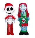 5.5 Foot Stylized Jack Skellington Inflatable with Spider Snowflake and Sally Holding Wreath V1694