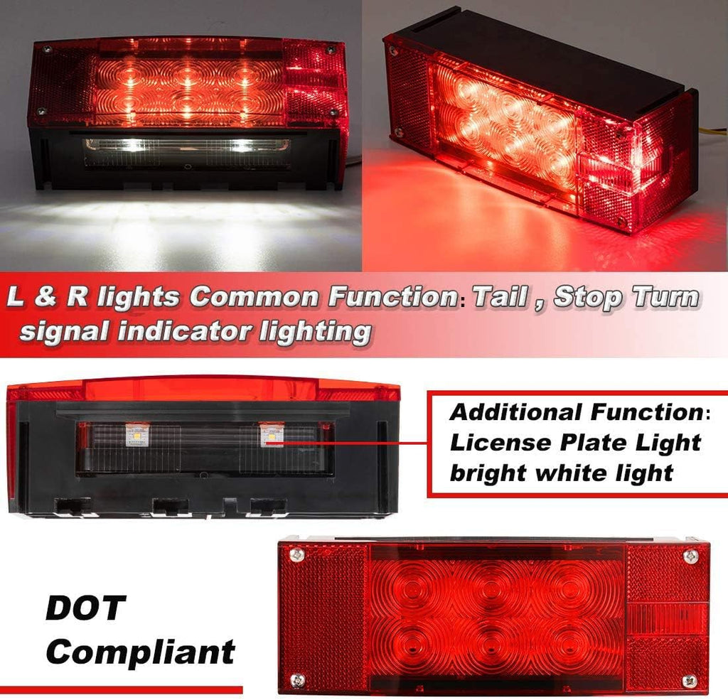 2PCS 12V LED Submersible Rectangular Trailer Lights T534
