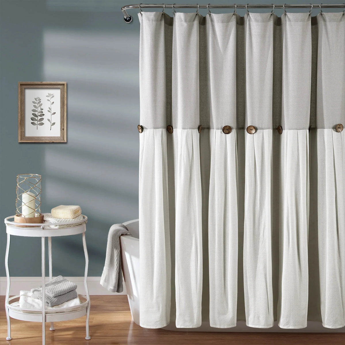 Gray Cotton Blend Shower Curtain L859