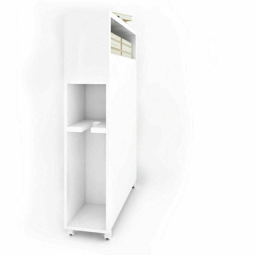 White Wooden Storage Cabinet Organizer with 4 Casters A3677