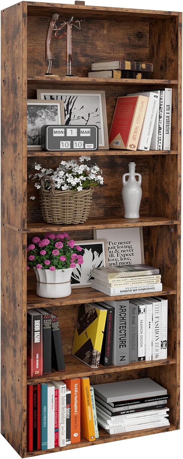 Vintage Brown 6 Tier Tall Bookcase S920415