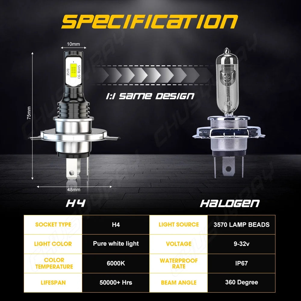 4x Combo LED Bulbs Kit Headlight Foglight White H4/9003+H11/H8 Z25259