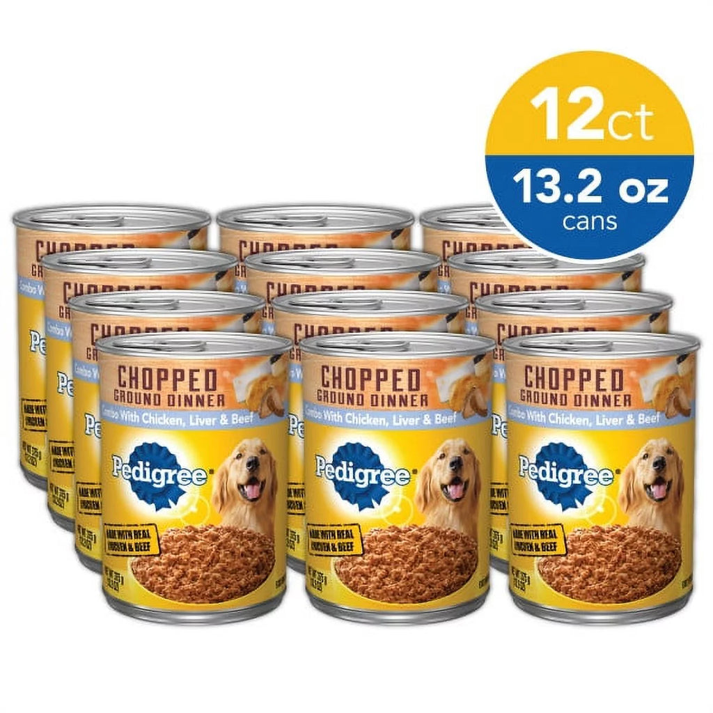 Chicken Beef & Liver Chopped Ground Dinner Wet Dog Food, 13.2 oz Cans, 12 Pack H1794