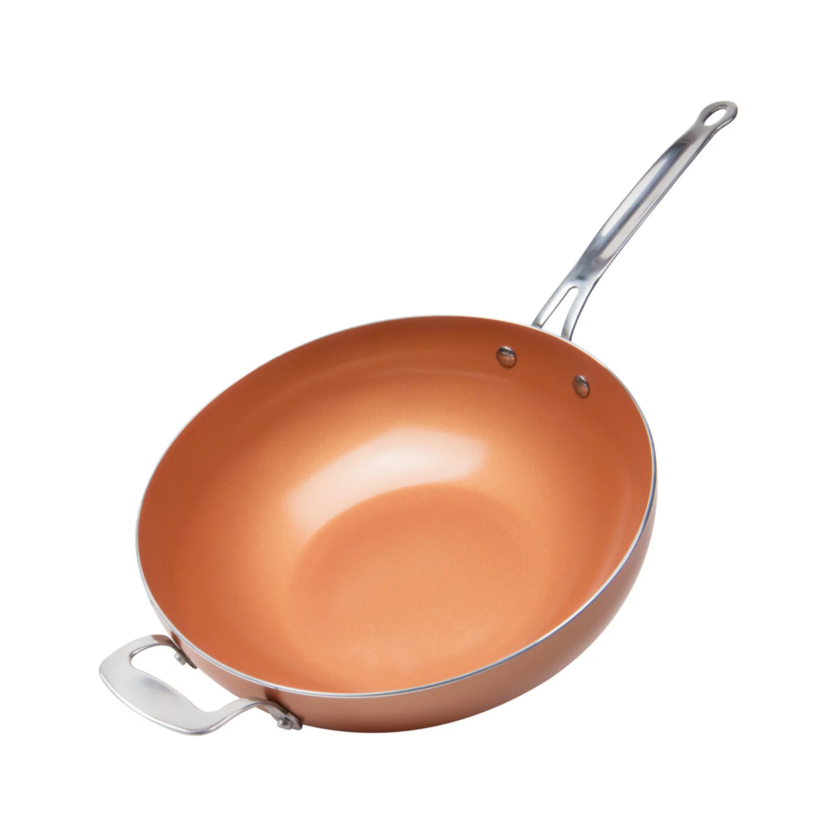 12" Non-Stick Copper Wok with Lid M1735