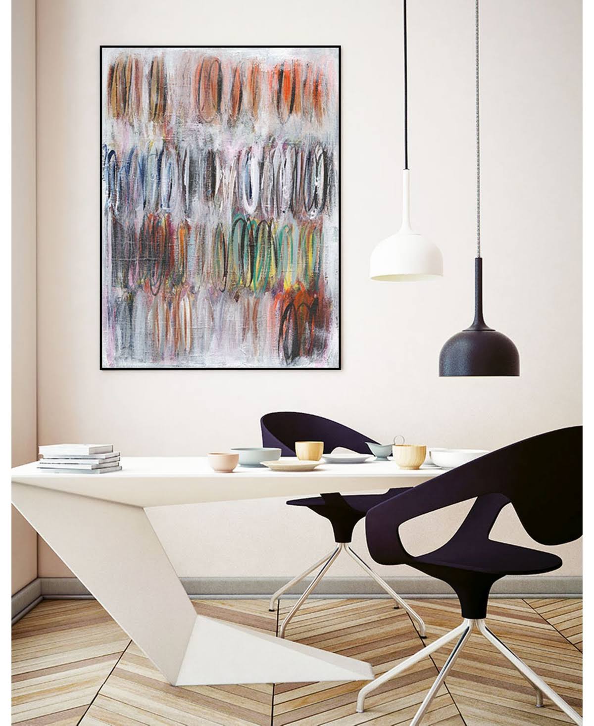 Tan Framed Canvas Art Block E9294