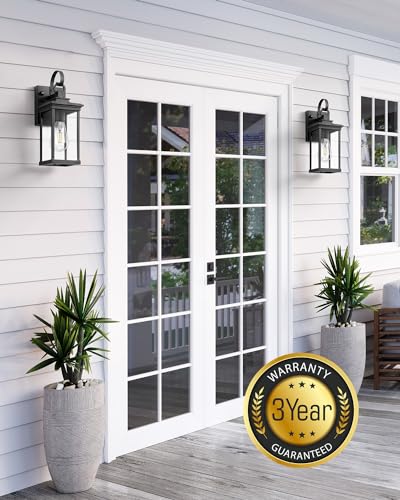 2 Pack Matte Black Outdoor Wall Lights J942