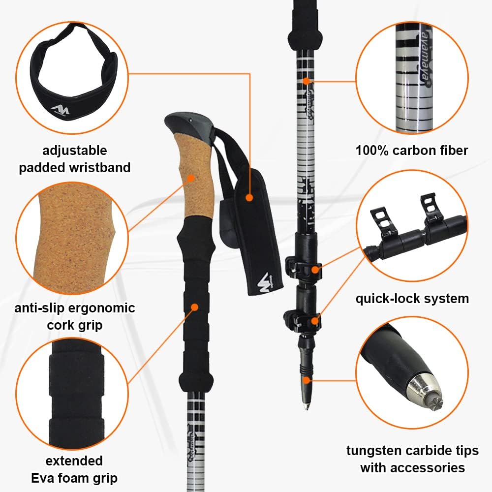 Carbon Fiber Trekking Poles with Cork Handle Z15436