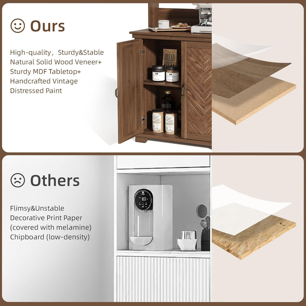 Walnut Coffee Bar Cabinet with Storage R716