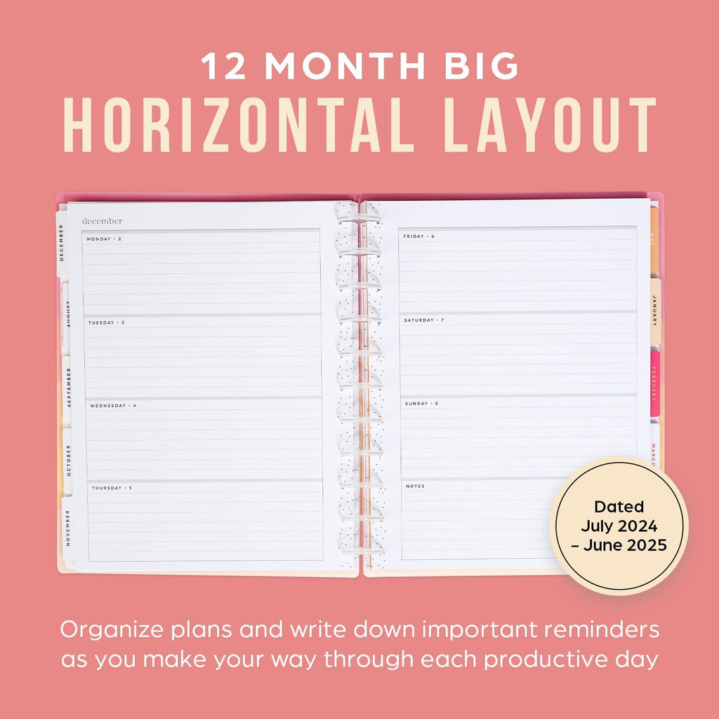 12-Month Academic Planner, July 2024–June 2025, Big Size, 72 Pages, 8 1/2" x 11" H90583