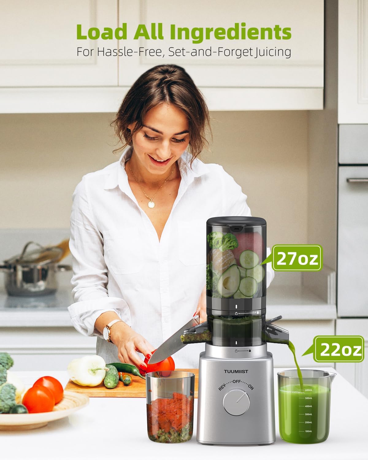 Cold Press Masticating Juicer with Large Feed Chute P2544