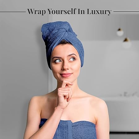 Pack of 4 Extra Large 100% Cotton Bath Towels 30 x 60 Inches Blue F43807