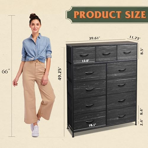 Tall Fabric Dresser with 11 Drawers T727
