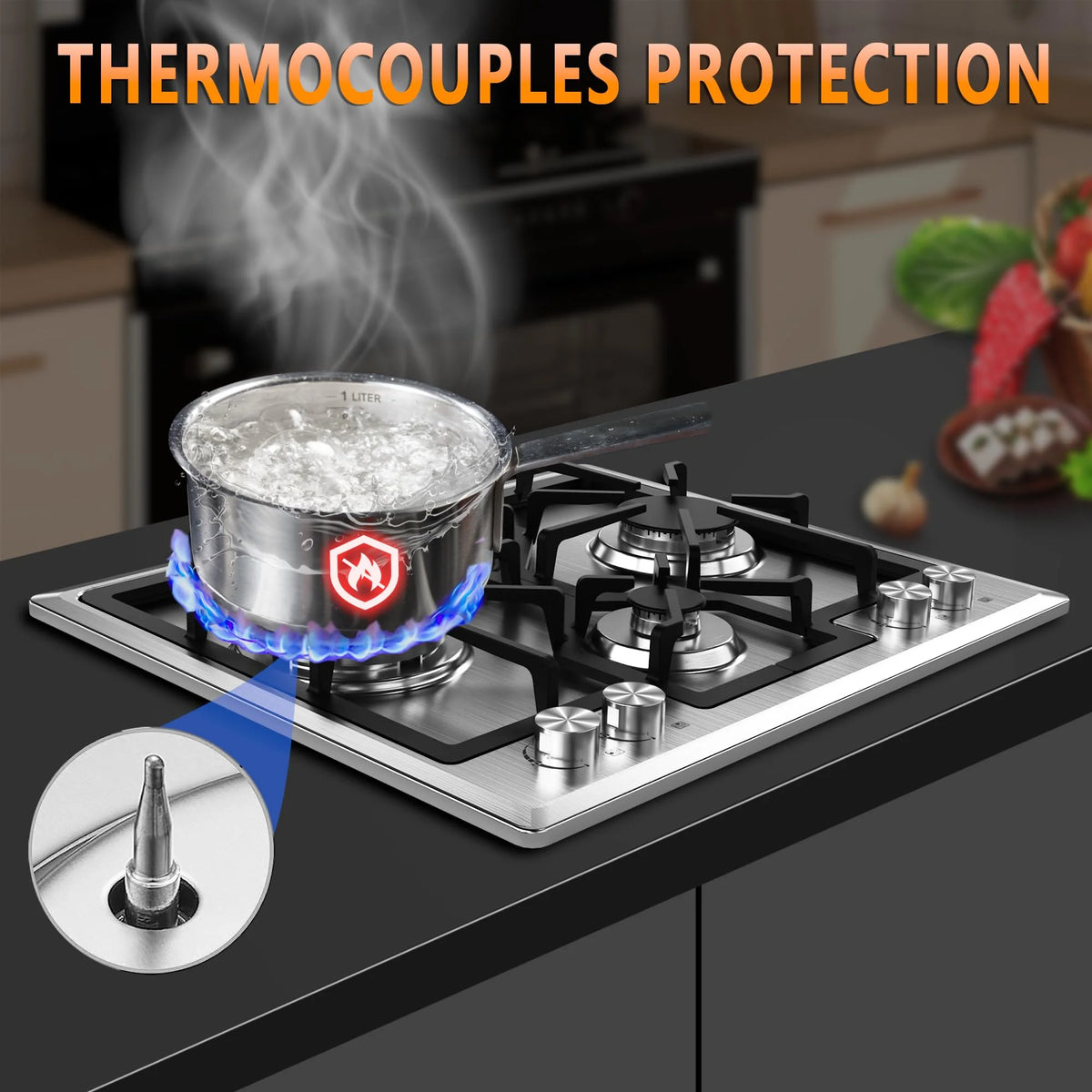 23 inch 4 Burner Stainless Steel Gas Cooktop I40050