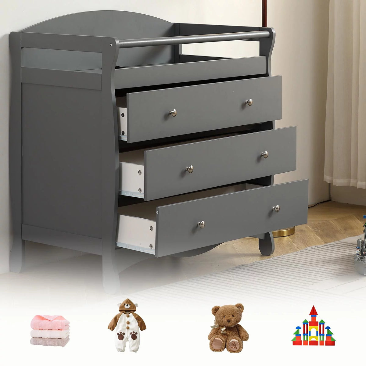 Gray 3 Drawer Changing Dresser Y57339