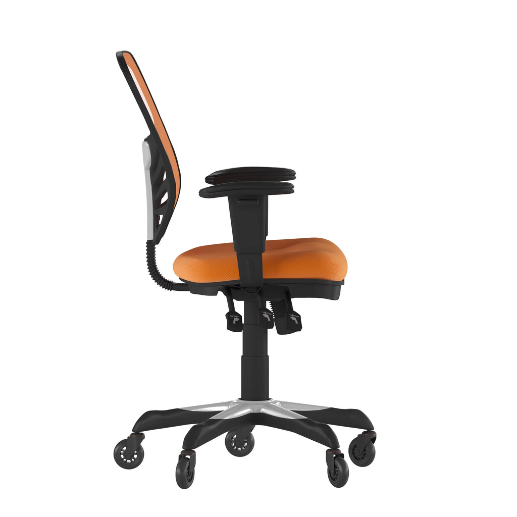 Orange Mesh Ergonomic Office Chair with Adjustable Arms E371