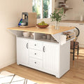 55.7'' Rolling Kitchen Island with 2 Drop Leaves and 3 Drawers T5933